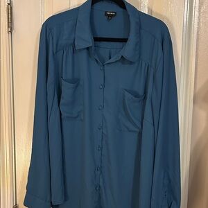 Torrid Women's Teal Button-Down Shirt